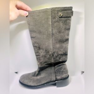 Vince. Pull-On Gray Suede Mid-Calf Rugged Boots. Excellent Condition.